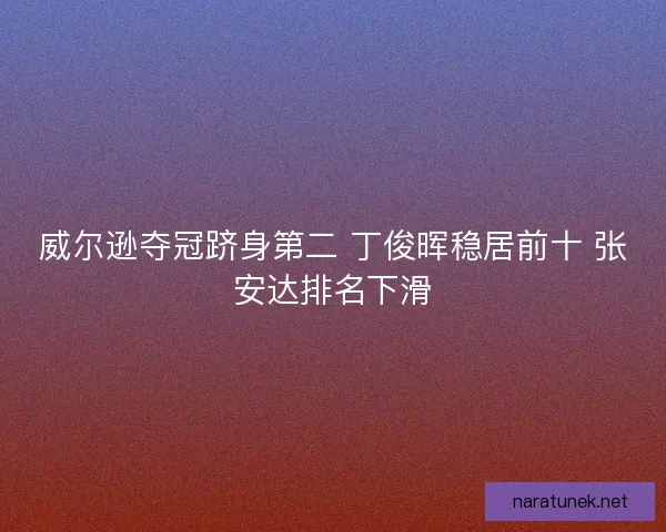 威尔逊夺冠跻身第二 丁俊晖稳居前十 张安达排名下滑